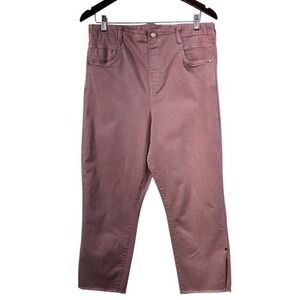 Liverpool Pull On High Rise Crop Pants Dusty Rose Pink Frayed Hem Size 16/33